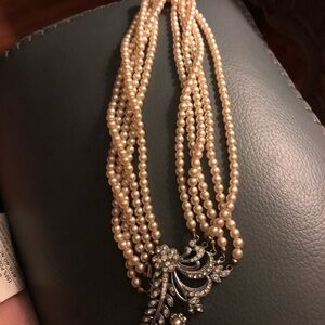 Luxurious Multi-Strand Pearl and Silver Necklace